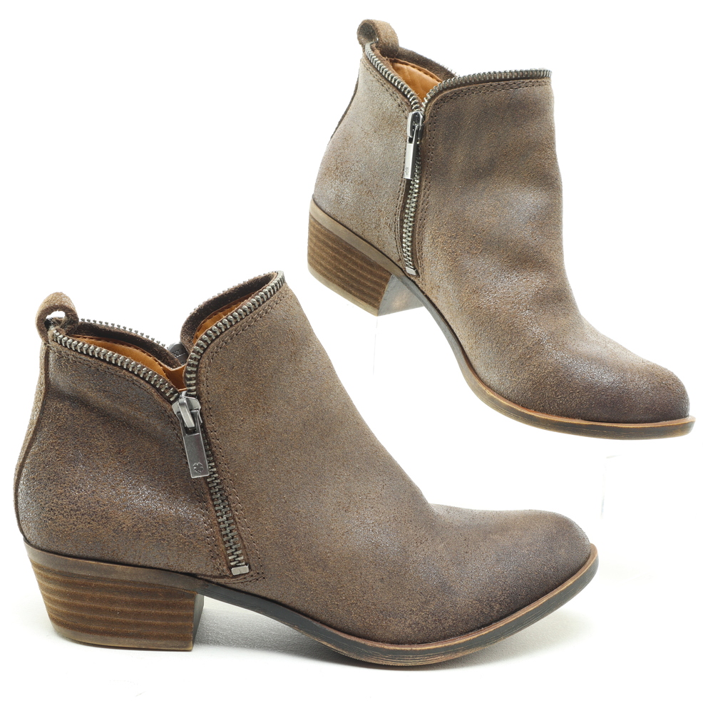 Lucky Brand Bartalino Double Zip Leather Ankle Boots & Booties Women 7 Brown